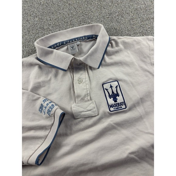 Maserati Classiche Miglia 500 Polo Shirt White XL VTG Indianapolis Indy Racing